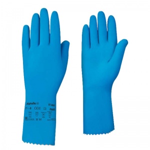 Ansell AlphaTec 87-665 Blue Chemical-Resistant Gauntlets